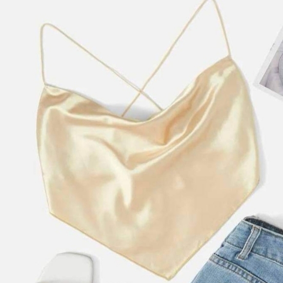 𝅺shein tie back hanky hem cami top - Picture 4 of 5